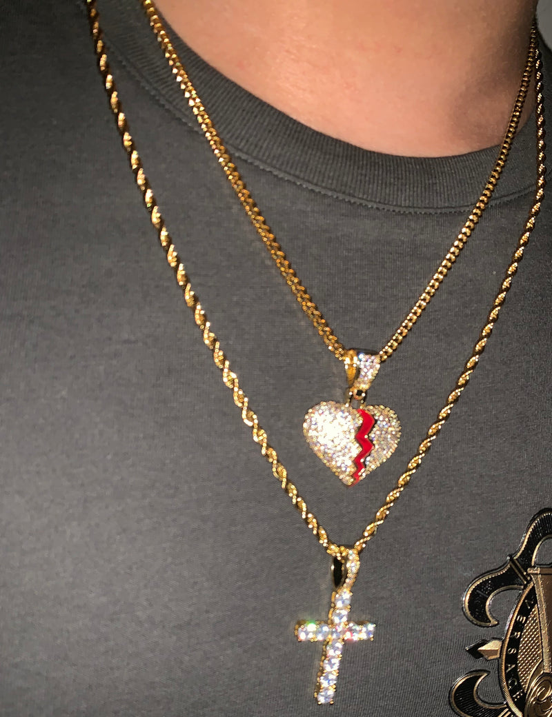 Iced Out Frozen Heart White Gold