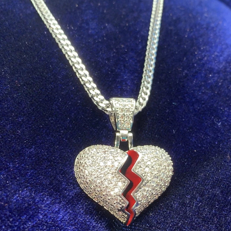 Iced Out Frozen Heart White Gold